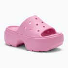 Klapki damskie Crocs Stomp Slide pink tweed