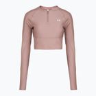 Longsleeve treningowy damski Under Armour HeatGear Rib 1/4 Zip tourmaline pink/tourmaline pink/white