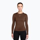 Longsleeve treningowy damski Nike One Fitted cacao wow/white