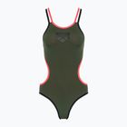 Strój pływacki jednoczęściowy damski arena One Double Cross Back One Piece dark sage/black/fluo red