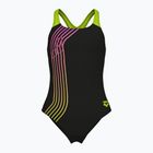Strój pływacki jednoczęściowy dziecięcy arena Sound Track Swim Pro Back black/artic lime