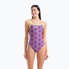 Strój pływacki jednoczęściowy damski arena Floral Challange Back violet multi/artic lime