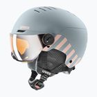 Kask narciarski dziecięcy UVEX Rocket Visor Jr rhino/blush matt/mirror silver/lasergold lite