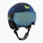 Kask narciarski dziecięcy UVEX Rocket Visor Jr blue puzzle matt/mirror blue/smoke