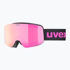 Gogle narciarskie dziecięce UVEX Pwdr FM black matt/mirror pink green clear