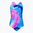 Strój pływacki jednoczęściowy dziecięcy Nike Tie Dye Spiderback photo blue