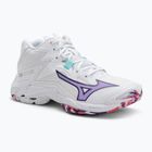 Buty do siatkówki damskie Mizuno Wave Lightning Z8 Mid white/violet indigo/camelliaros