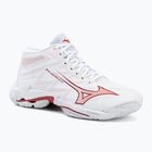 Buty do siatkówki damskie Mizuno Wave Lightning Elite Mid white/rose elegance/lava falls