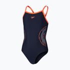 Strój pływacki jednoczęściowy dziecięcy Speedo Platisol Placement Thinstrap Muscleback true navy/siren red/picton