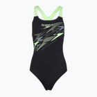 Strój pływacki jednoczęściowy damski Speedo Medley Logo Medalist anthracite/clover