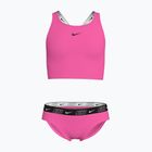Strój pływacki dwuczęściowy dziecięcy Nike Logo Tape Crossback Midkini hyper pink