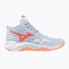 Buty do siatkówki damskie Mizuno Wave Momentum Pro Mid blue finch/lava orange/flamingo coral