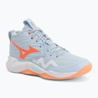 Buty do siatkówki damskie Mizuno Wave Momentum Pro Mid blue finch/lava orange/flamingo coral