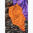 Strój pływacki jednoczęściowy damski Clap Dwuwarstwowy Wiązany summer orange