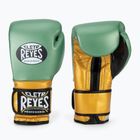 Rękawice bokserskie Cleto Reyes Velcro Sparring metalic green/gold wbc