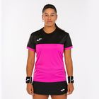Koszulka tenisowa damska Joma Montreal W fluor pink/black