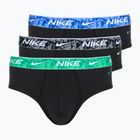 Slipy męskie Nike Everyday Cotton Stretch Brief 3 pary black/green/black