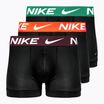 Bokserski męskie Nike Dri-Fit Essential 3 pary black green/hyper crimson/burgundy