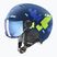 Kask narciarski dziecięcy UVEX Rocket Visor Jr blue puzzle matt/mirror blue/smoke