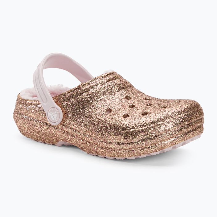 Klapki dziecięce Crocs Classic Lined Glitter Clog gold/barely pink 2