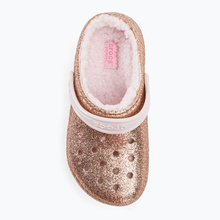 Klapki dziecięce Crocs Classic Lined Glitter Clog gold/barely pink 7