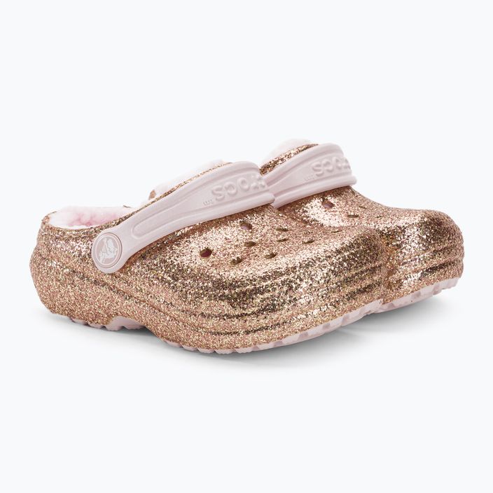 Klapki dziecięce Crocs Classic Lined Glitter Clog gold/barely pink 5