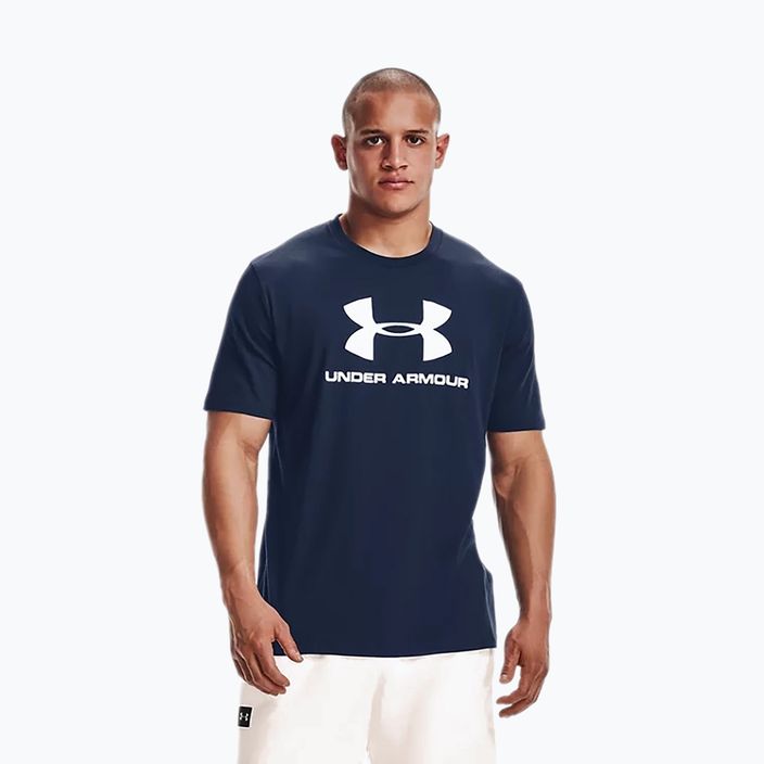 Koszulka męska Under Armour Sportstyle Logo academy/white 3
