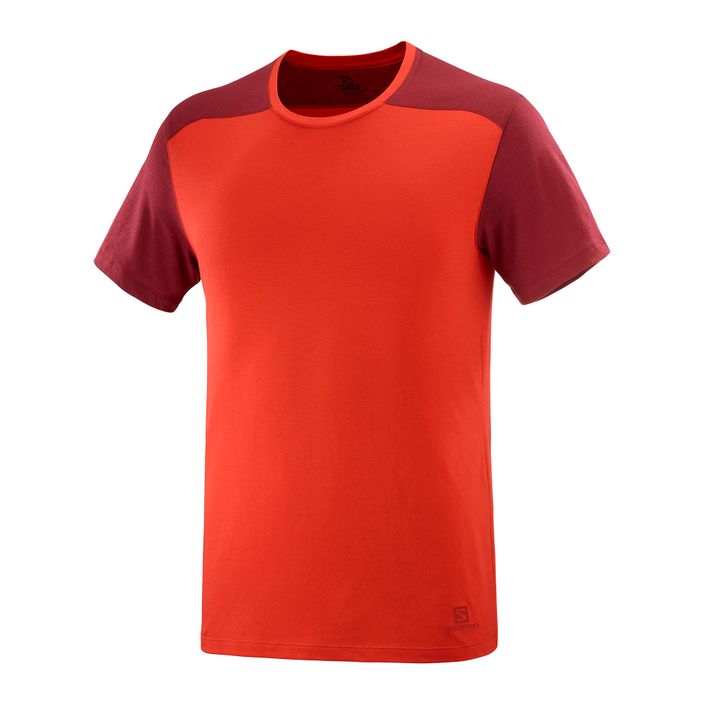 Koszulka trekkingowa męska Salomon Essential Colorbloc fiery red/cabernet 2