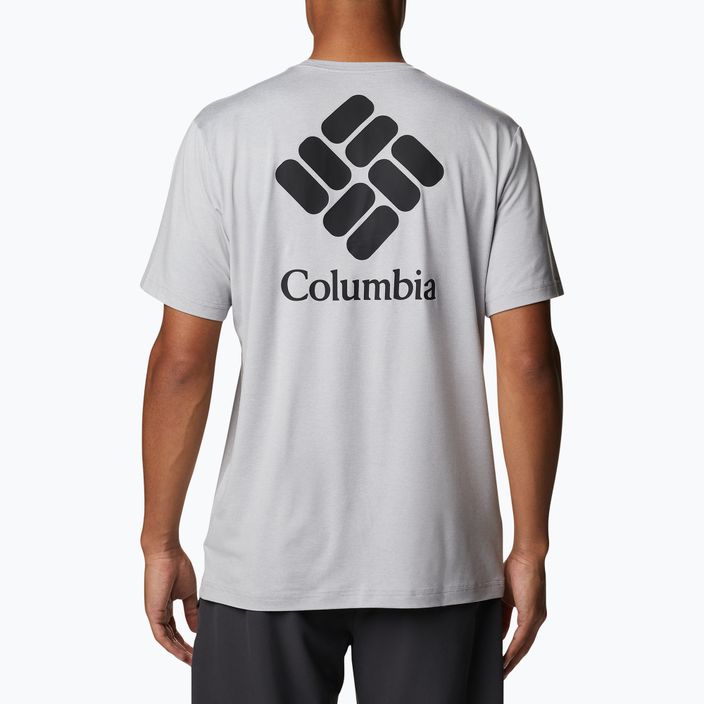 Koszulka trekkingowa męska Columbia Tech Trail Graphic columbia grey heather/csc stacked logo 4
