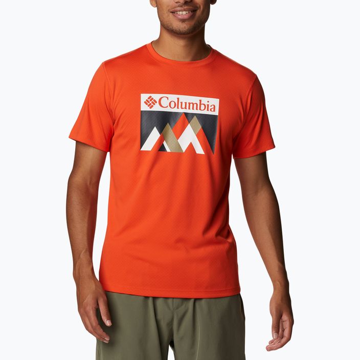 Koszulka trekkingowa męska Columbia Rules Grph red quartz/peak fun graphic