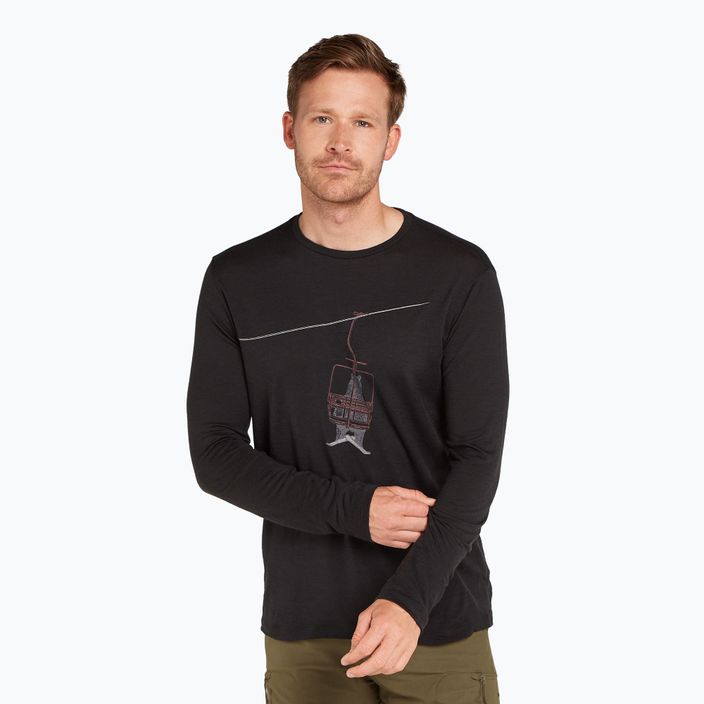 Longsleeve trekkingowy męski icebreaker Merino 150 Tech Lite Bear Lift black