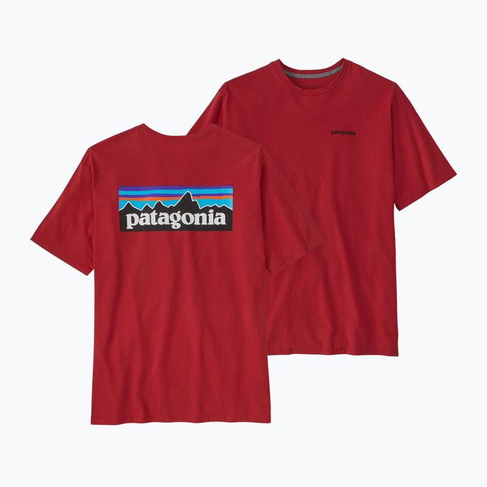 Koszulka trekkingowa męska Patagonia P-6 Logo Responsibili-Tee touring red 3