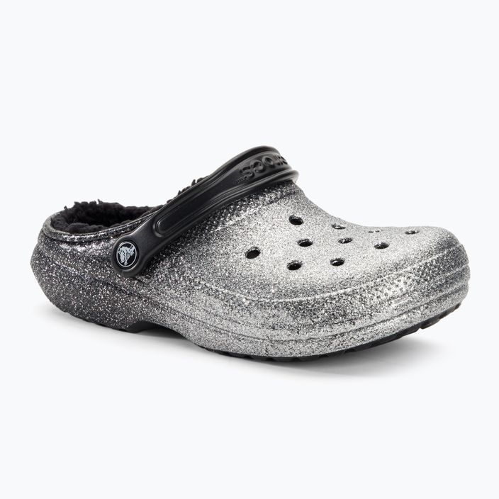 Klapki Crocs Classic Glitter Lined Clog black/silver