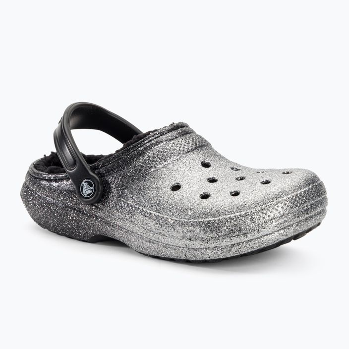 Klapki Crocs Classic Glitter Lined Clog black/silver 2