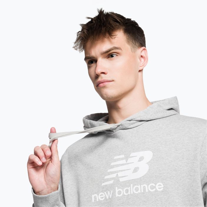 Bluza męska New Balance Essentials Stacked Logo French Terry Hoodie athletic grey 4