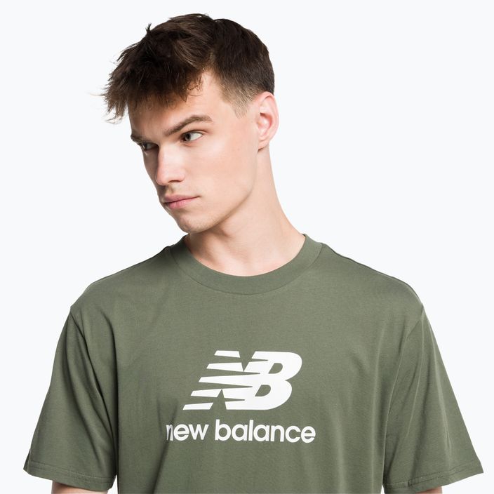 Koszulka męska New Balance Essentials Stacked Logo deep olive green 4