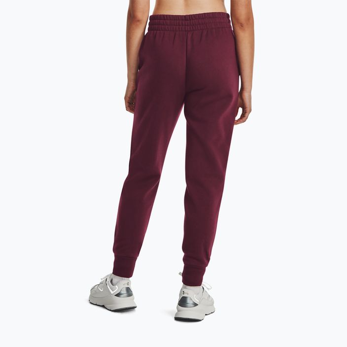 Spodnie damskie Under Armour Rival Fleece dark maroon/white 3