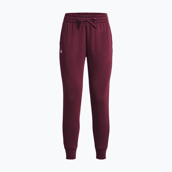 Spodnie damskie Under Armour Rival Fleece dark maroon/white 5