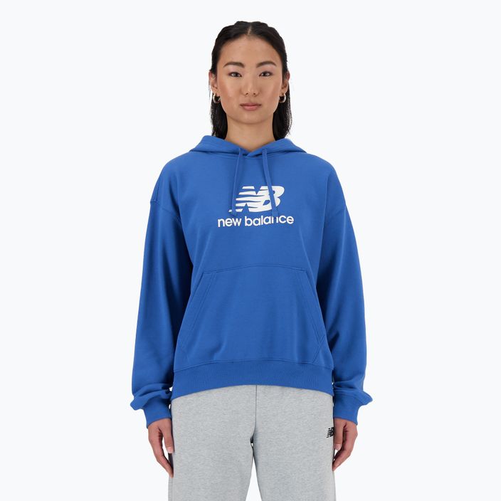 Bluza damska New Balance French Terry Stacked Logo Hoodie blueagat