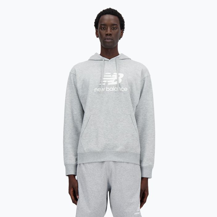 Bluza męska New Balance Stacked Logo French Terry Hoodie athletic grey