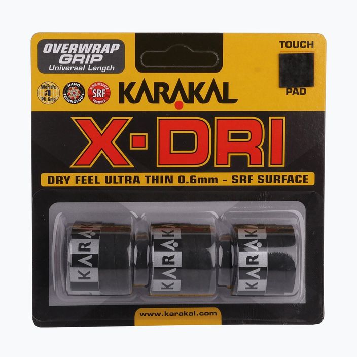 Owijka do rakiet squash Karakal X-Dri Grip 3 szt. black