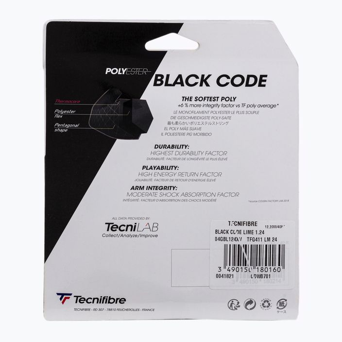 Naciąg tenisowy Tecnifibre Black Code 12 m lime 2