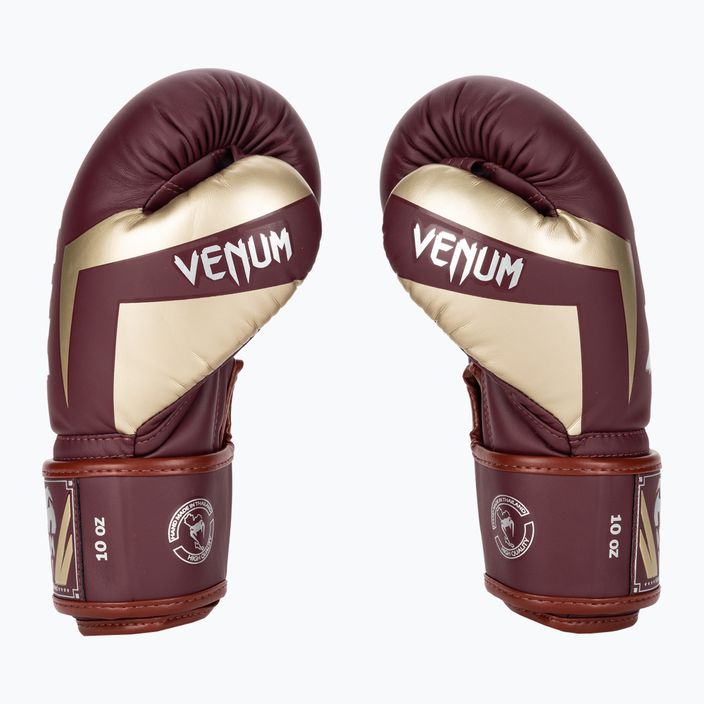 Rękawice bokserskie Venum Elite burgundy/gold 3