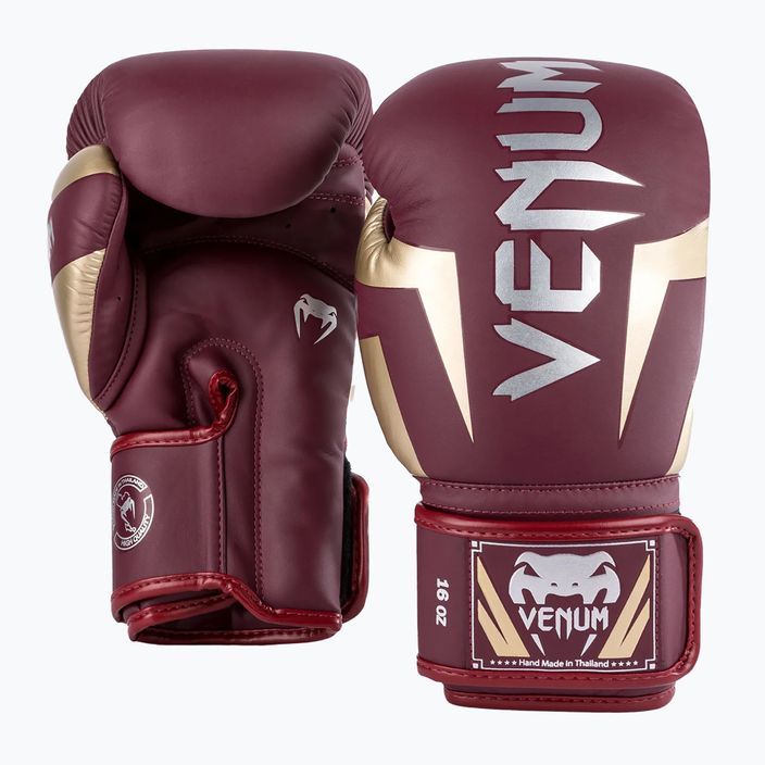 Rękawice bokserskie Venum Elite burgundy/gold 5