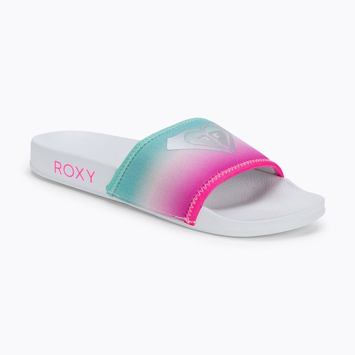 Klapki dziecięce ROXY Slippy Neo G white/crazy pink/turquoise