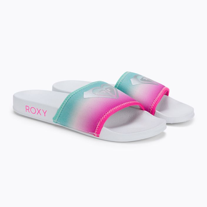 Klapki dziecięce ROXY Slippy Neo G white/crazy pink/turquoise 5