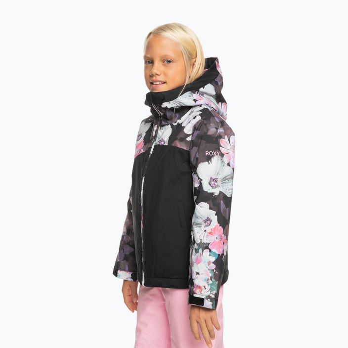 Kurtka snowboardowa dziecięca ROXY Greywood Girl true black blurry flower 2