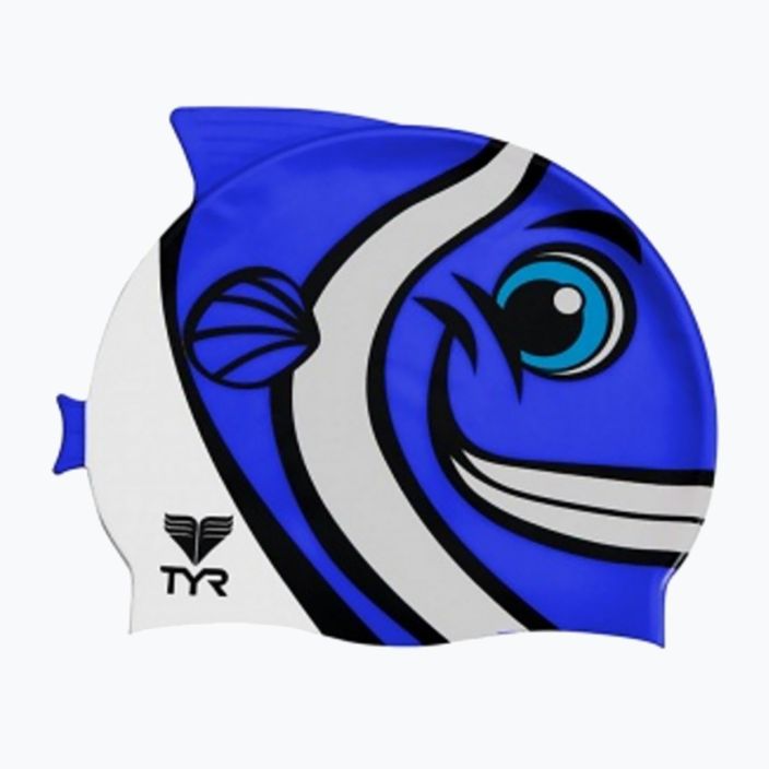 Czepek pływacki dziecięcy TYR CharacTYR Happy Fish Cap blue 2