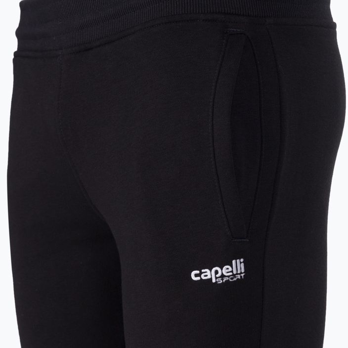 Spodnie piłkarskie dziecięce Capelli Basics Youth Tapered French Terry black/white 3
