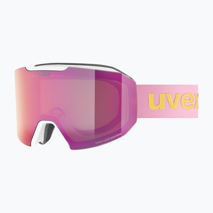 Gogle narciarskie UVEX Evidnt Attract WE CV white matt/mirror rose/contrastview green/clear 6